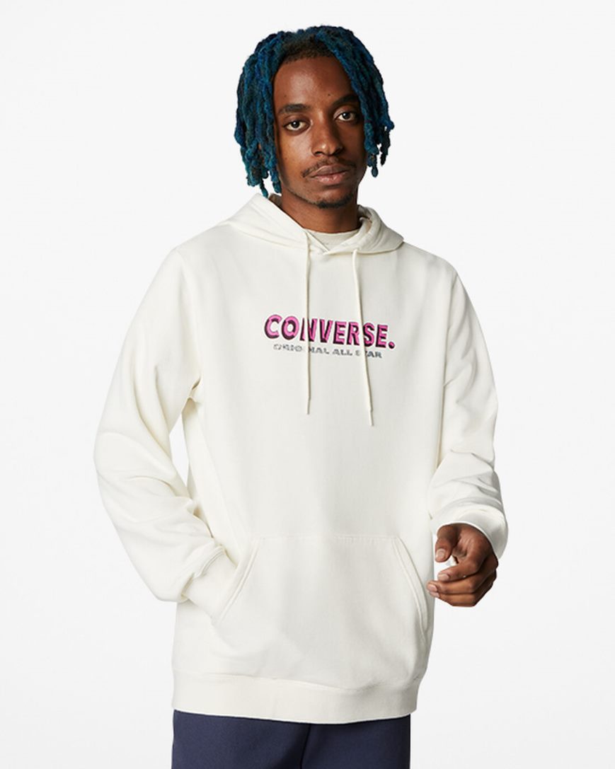Converse Bold Word Pullover Hettegensere Herre Beige | 172VLAXZK