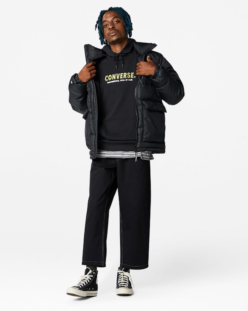 Converse Bold Word Pullover Hettegensere Herre Svarte | 921NWSDBG