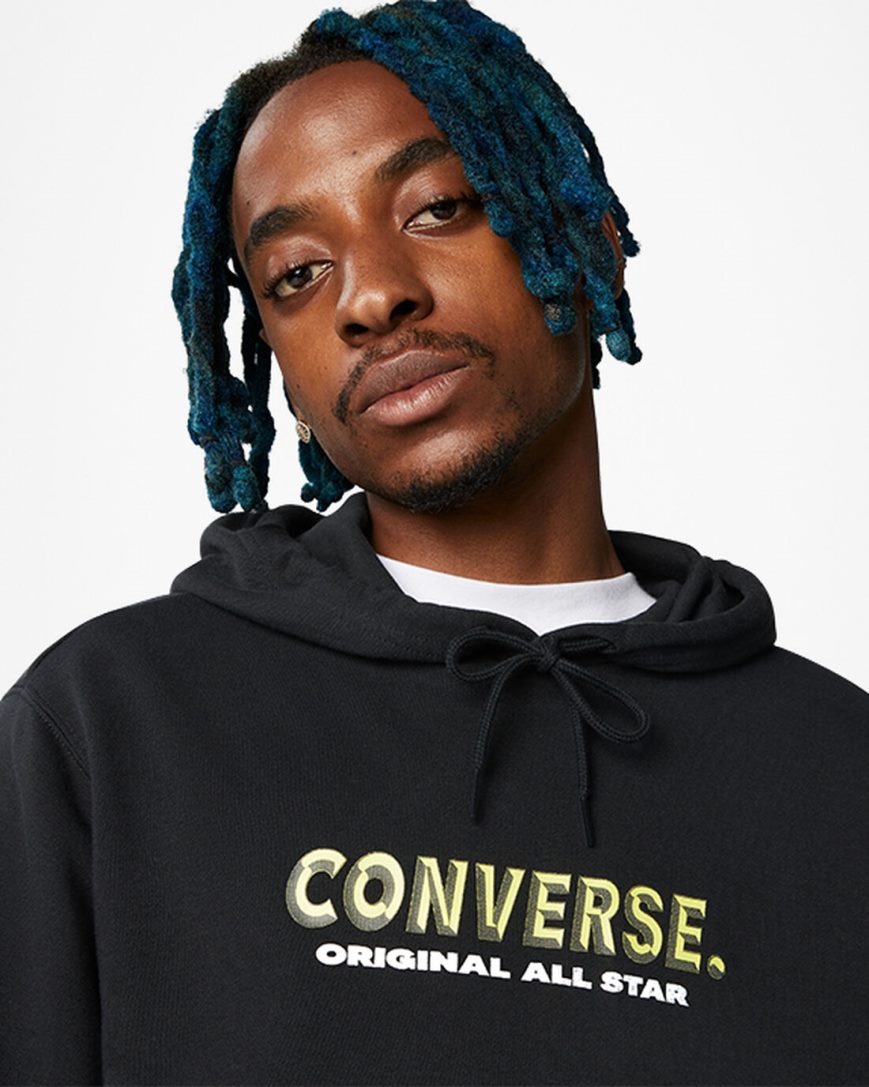 Converse Bold Word Pullover Hettegensere Herre Svarte | 921NWSDBG