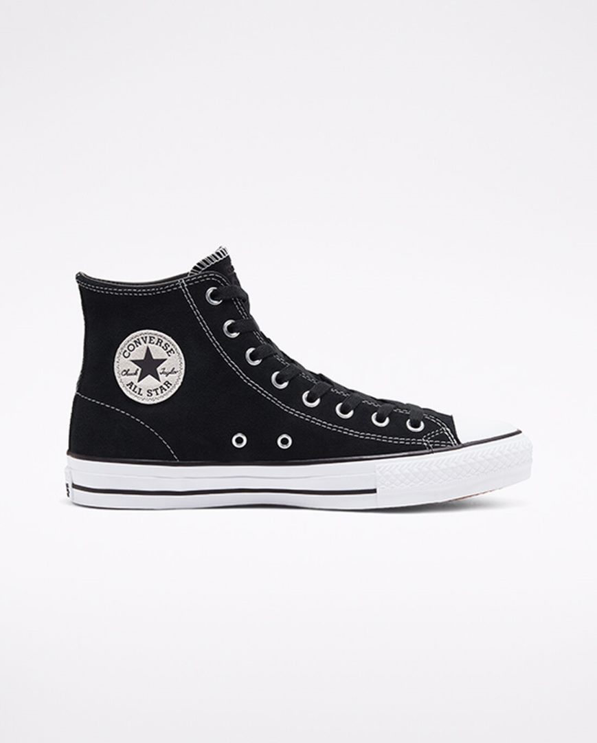 Converse CONS Chuck Taylor All Star Pro Semsket Skinn Skatesko Herre Svarte Hvite | 529HNRWST