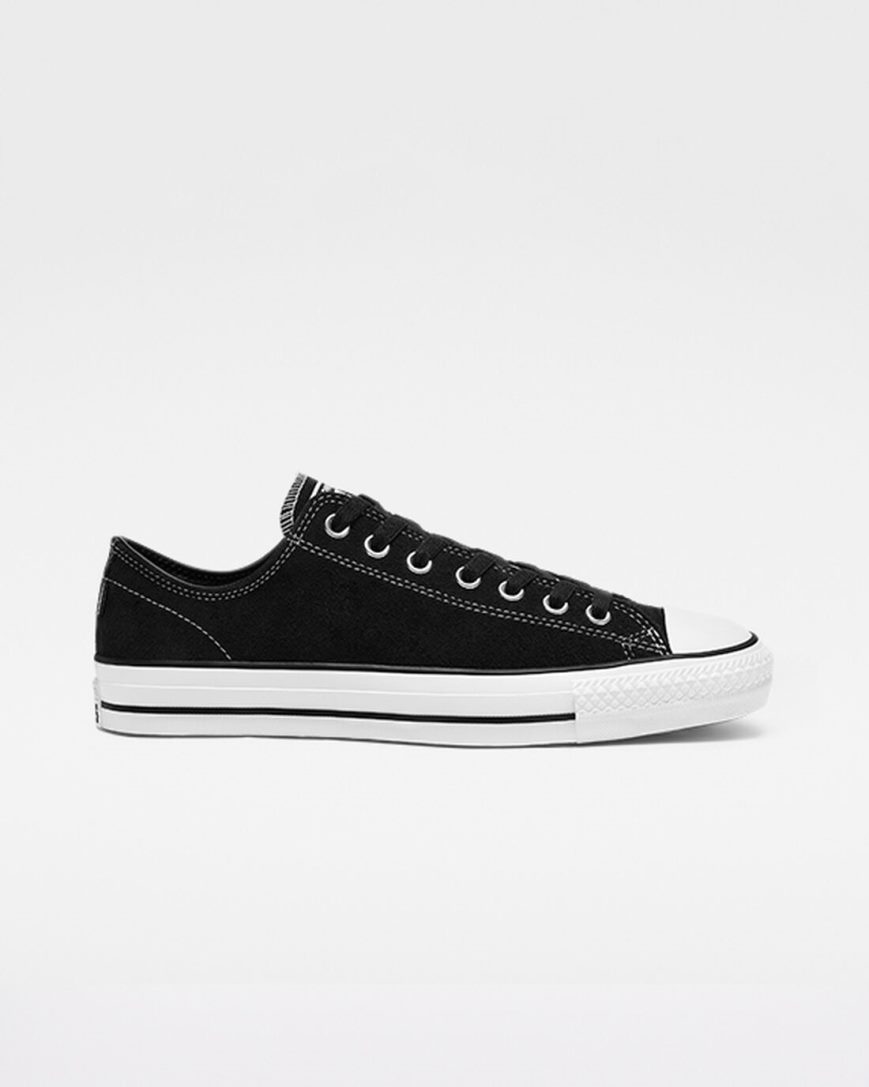Converse CONS Chuck Taylor All Star Pro Semsket Skinn Skatesko Dame Svarte Hvite | 679XFEYLC