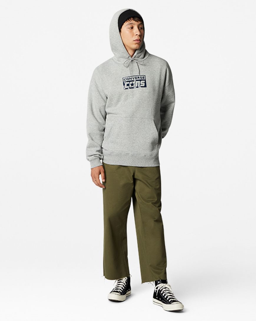 Converse CONS Fleece Pullover Hettegensere Herre Grå | 149OMYDKC