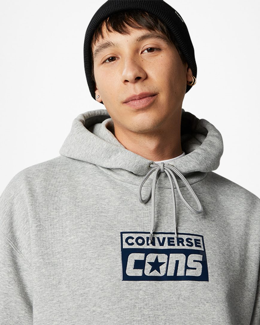 Converse CONS Fleece Pullover Hettegensere Herre Grå | 149OMYDKC