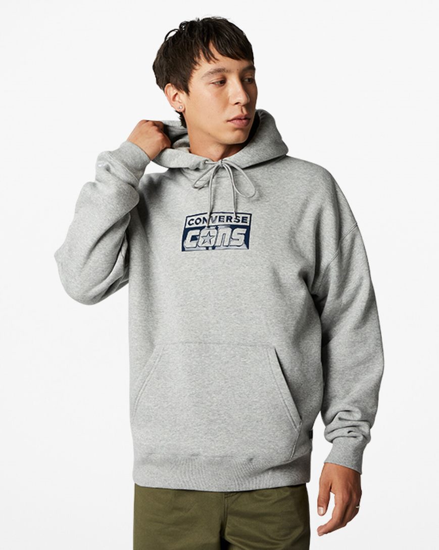 Converse CONS Fleece Pullover Hettegensere Herre Grå | 149OMYDKC