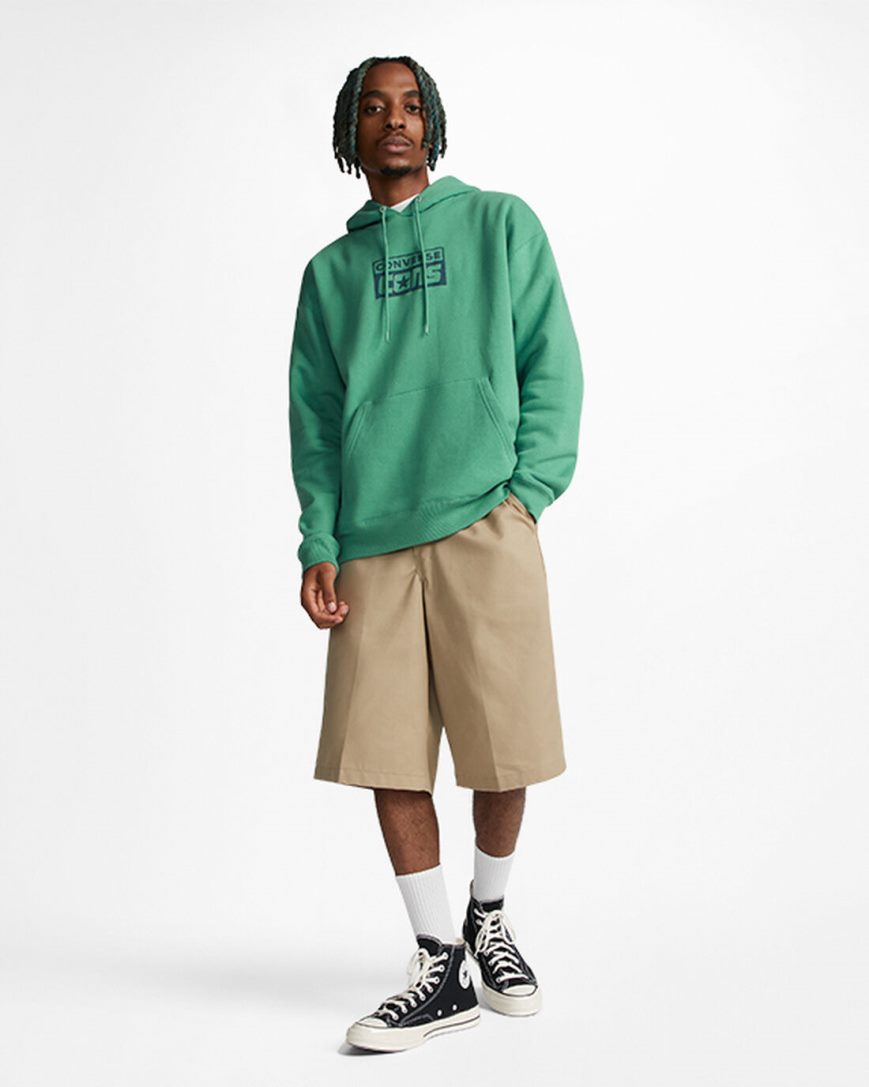 Converse CONS Fleece Pullover Hettegensere Herre Grønn | 168DPWENG