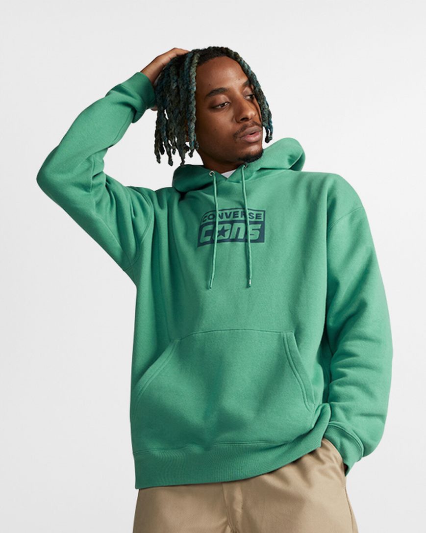 Converse CONS Fleece Pullover Hettegensere Herre Grønn | 168DPWENG