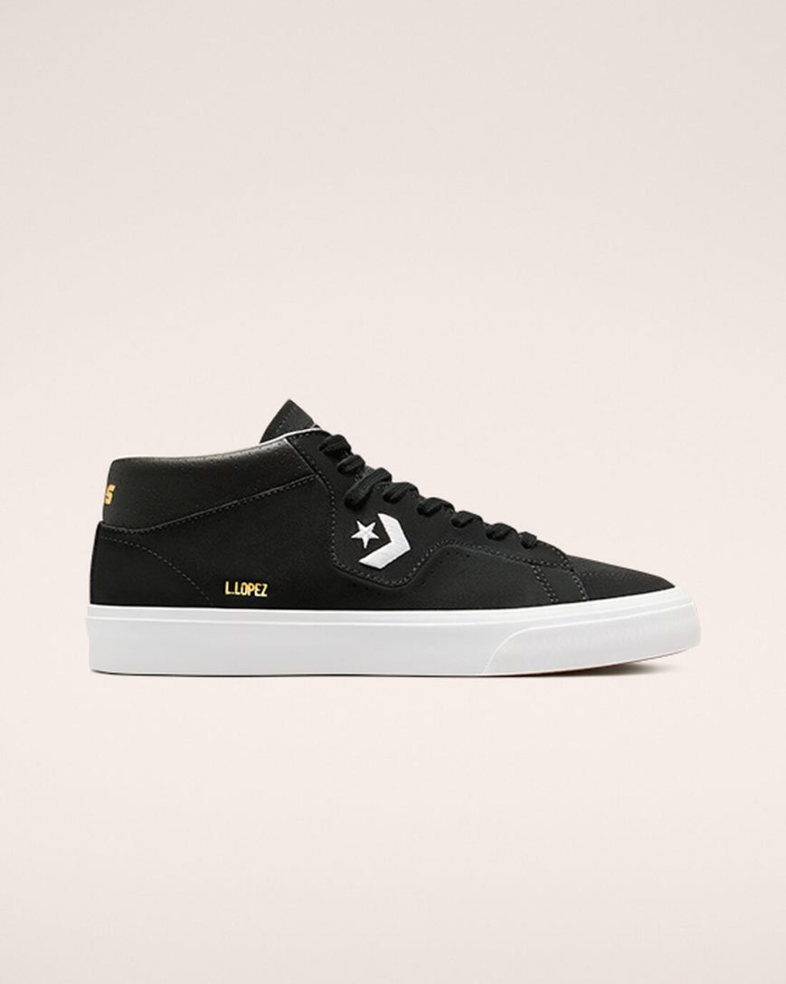 Converse CONS Louie Lopez Pro Mid Skatesko Herre Svarte Hvite | 145YVKPCR
