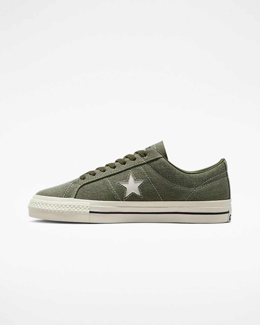 Converse CONS One Star Pro Heavyweight Canvas Skatesko Dame Olivengrønne Svarte | 376TLKPIG