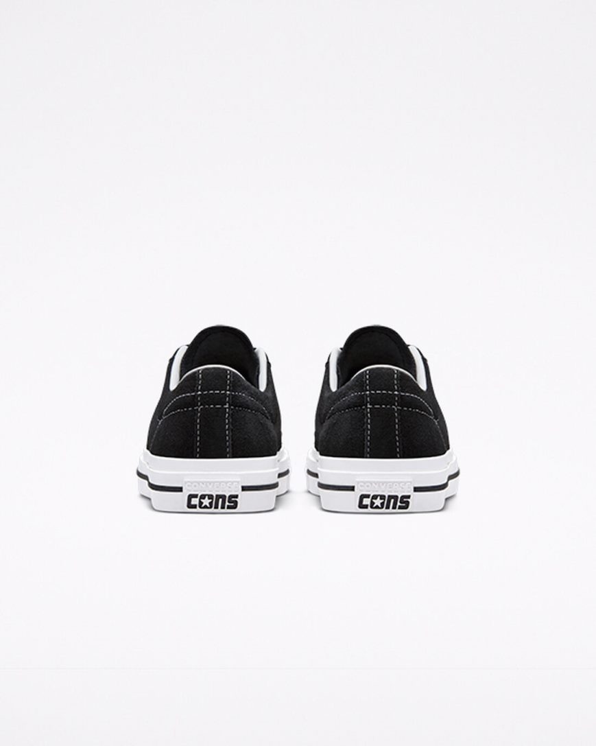 Converse CONS One Star Pro Semsket Skinn Skatesko Herre Svarte Hvite | 847BAJHLN