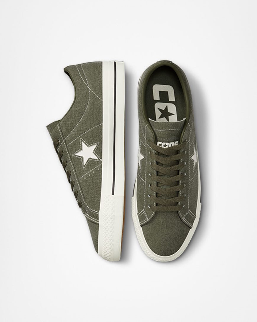 Converse CONS One Star Pro Workwear Skatesko Dame Olivengrønne Svarte | 097SLNVFM