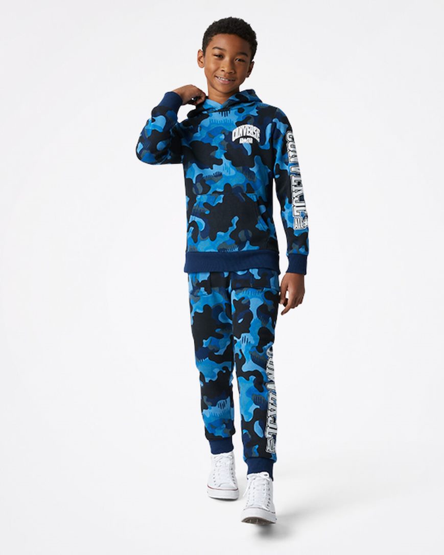 Converse Camo Pullover Hettegensere Gutt Marineblå | 375XGWKOU