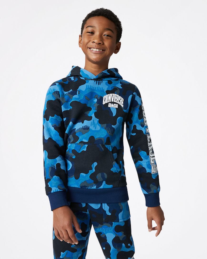 Converse Camo Pullover Hettegensere Gutt Marineblå | 375XGWKOU