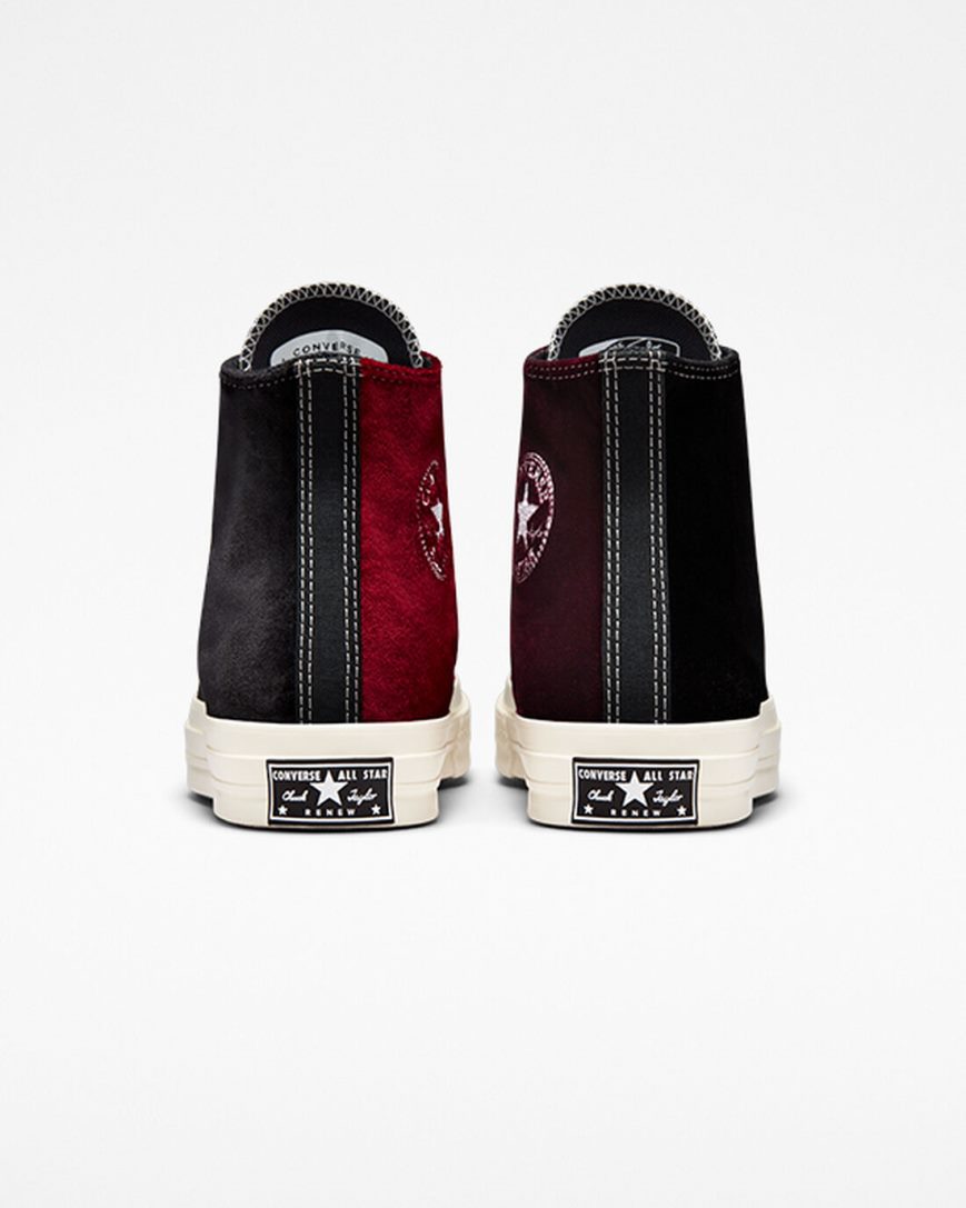 Converse Chuck 70 Beyond Retro Velvet Høye Sko Dame Svarte Rød | 392LGAHMS