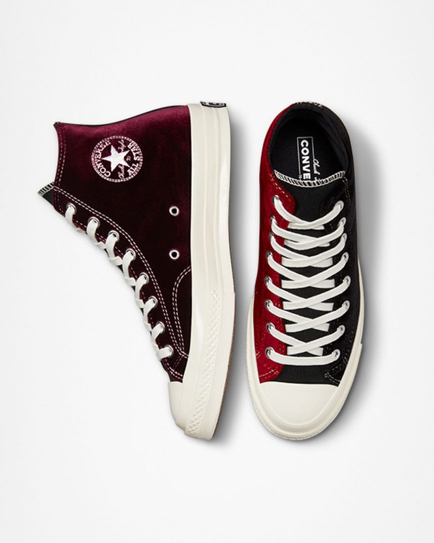 Converse Chuck 70 Beyond Retro Velvet Høye Sko Herre Svarte Rød | 652JFSYCN