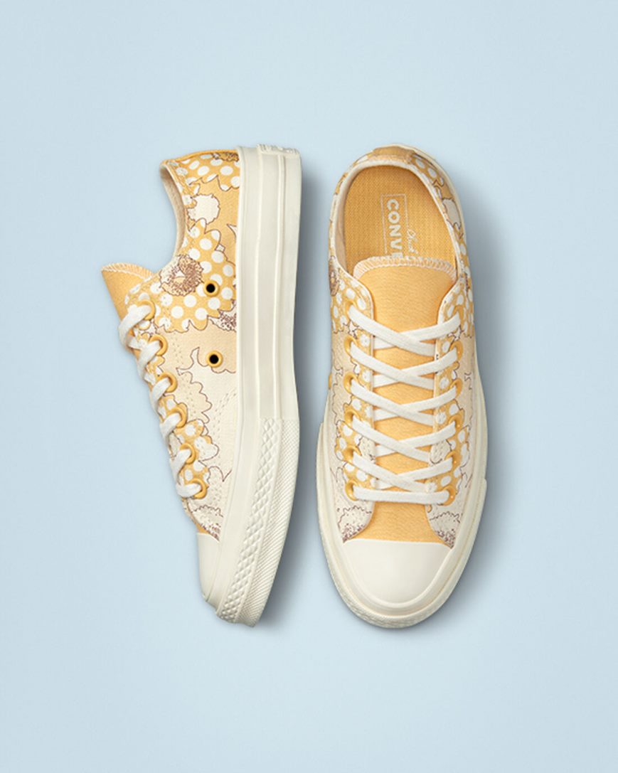 Converse Chuck 70 Crafted Florals Lave Sko Dame Mango Svarte | 943PDKOWG