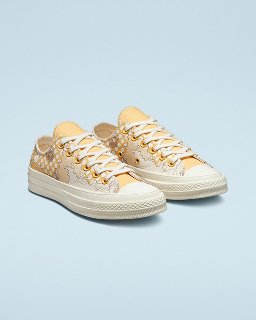 Converse Chuck 70 Crafted Florals Lave Sko Dame Mango Svarte | 943PDKOWG