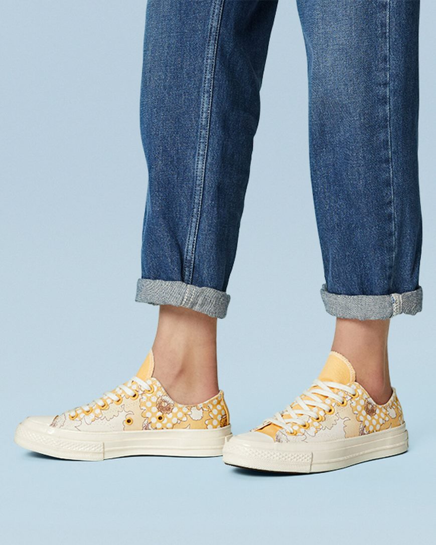 Converse Chuck 70 Crafted Florals Lave Sko Dame Mango Svarte | 943PDKOWG