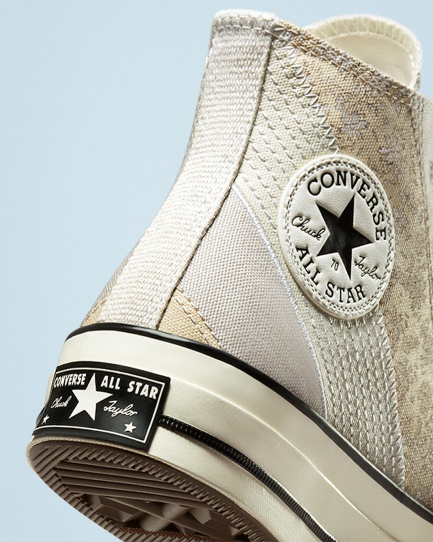 Converse Chuck 70 Embroidered Floral Høye Sko Dame Beige Svarte | 057ZAJPLW
