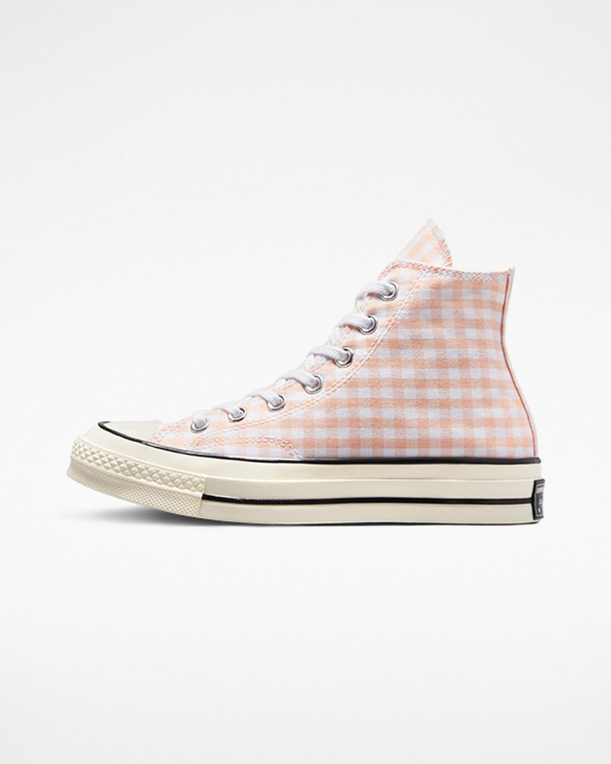 Converse Chuck 70 Gingham Høye Sko Dame Korall Hvite | 537UKSWFD