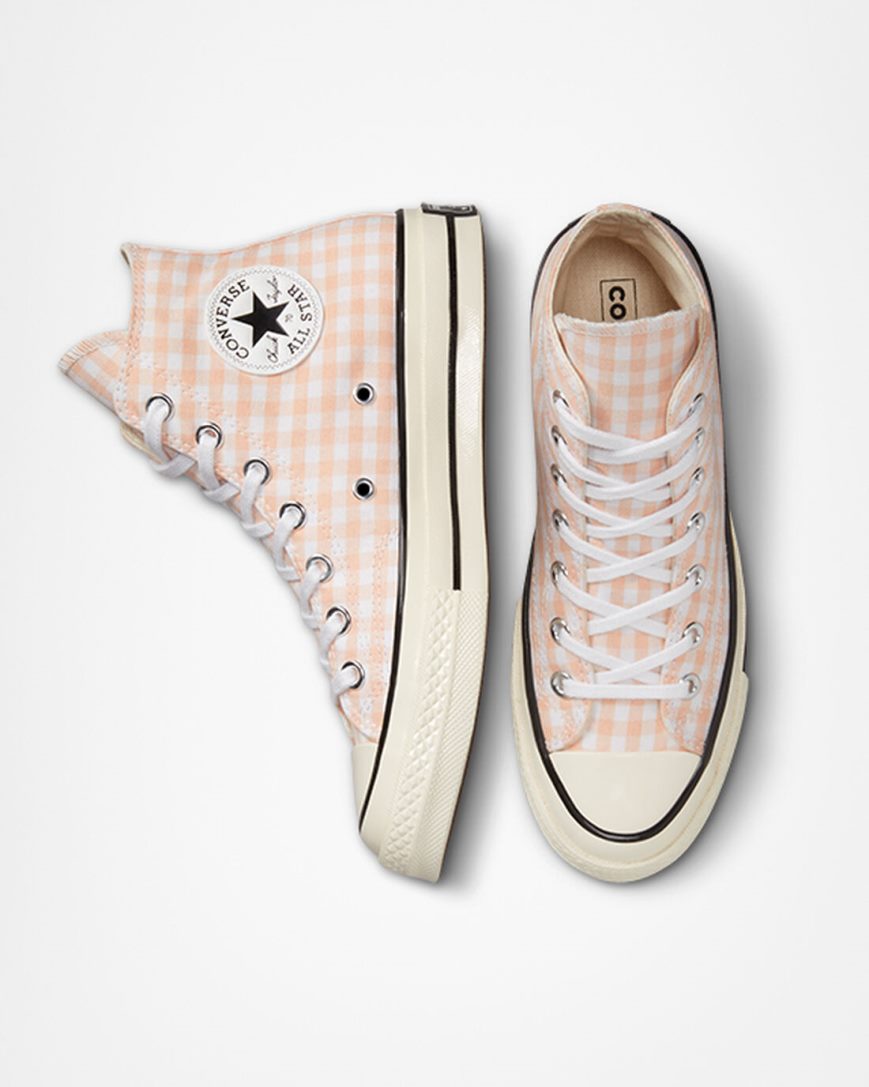 Converse Chuck 70 Gingham Høye Sko Dame Korall Hvite | 537UKSWFD