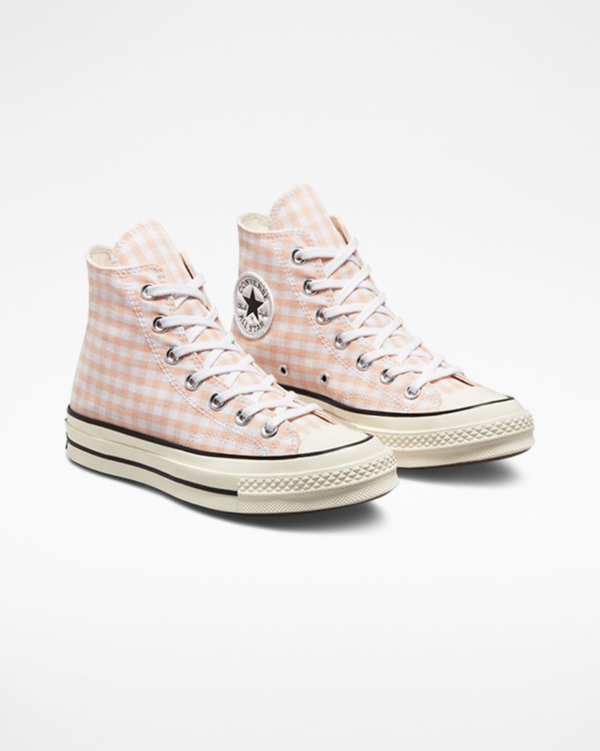 Converse Chuck 70 Gingham Høye Sko Dame Korall Hvite | 537UKSWFD