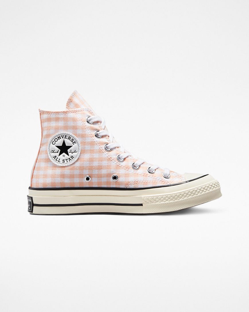 Converse Chuck 70 Gingham Høye Sko Dame Korall Hvite | 537UKSWFD