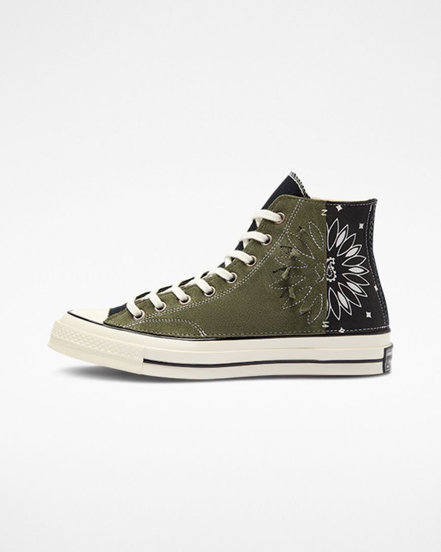 Converse Chuck 70 LTD Paisley Semsket Skinn Høye Sko Dame Svarte Grønn | 618LGDBTP