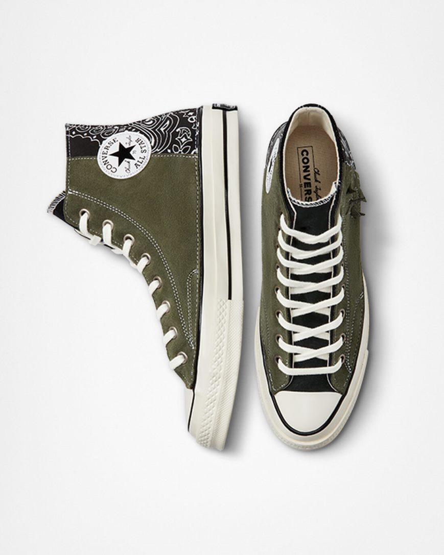 Converse Chuck 70 LTD Paisley Semsket Skinn Høye Sko Dame Svarte Grønn | 618LGDBTP