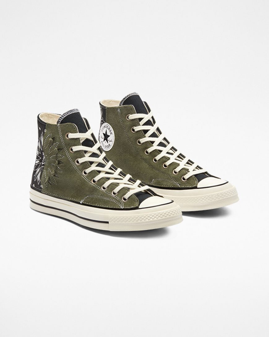 Converse Chuck 70 LTD Paisley Semsket Skinn Høye Sko Dame Svarte Grønn | 618LGDBTP