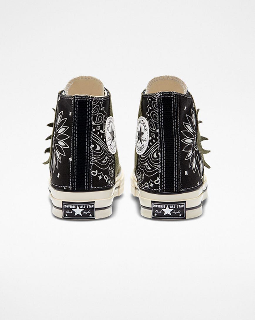 Converse Chuck 70 LTD Paisley Semsket Skinn Høye Sko Dame Svarte Grønn | 618LGDBTP