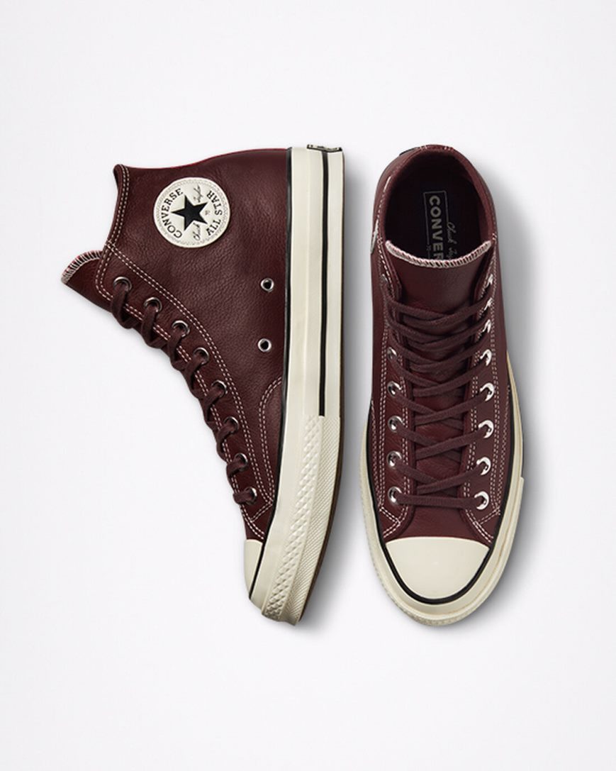 Converse Chuck 70 Lær Seasonal Color Høye Sko Herre Burgunder | 540QUKNIA