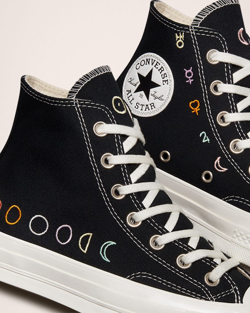 Converse Chuck 70 Mystic Symbols Høye Sko Dame Svarte Hvite | 603DZTCXG