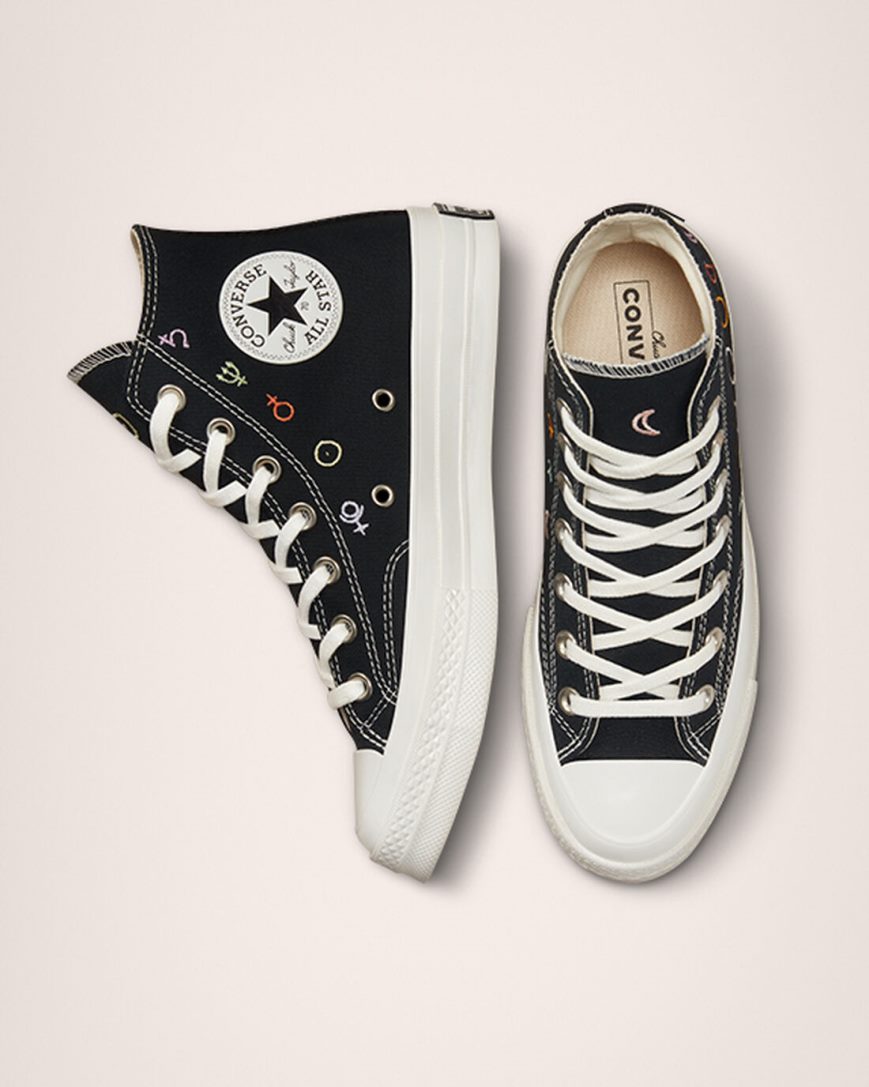 Converse Chuck 70 Mystic Symbols Høye Sko Dame Svarte Hvite | 603DZTCXG