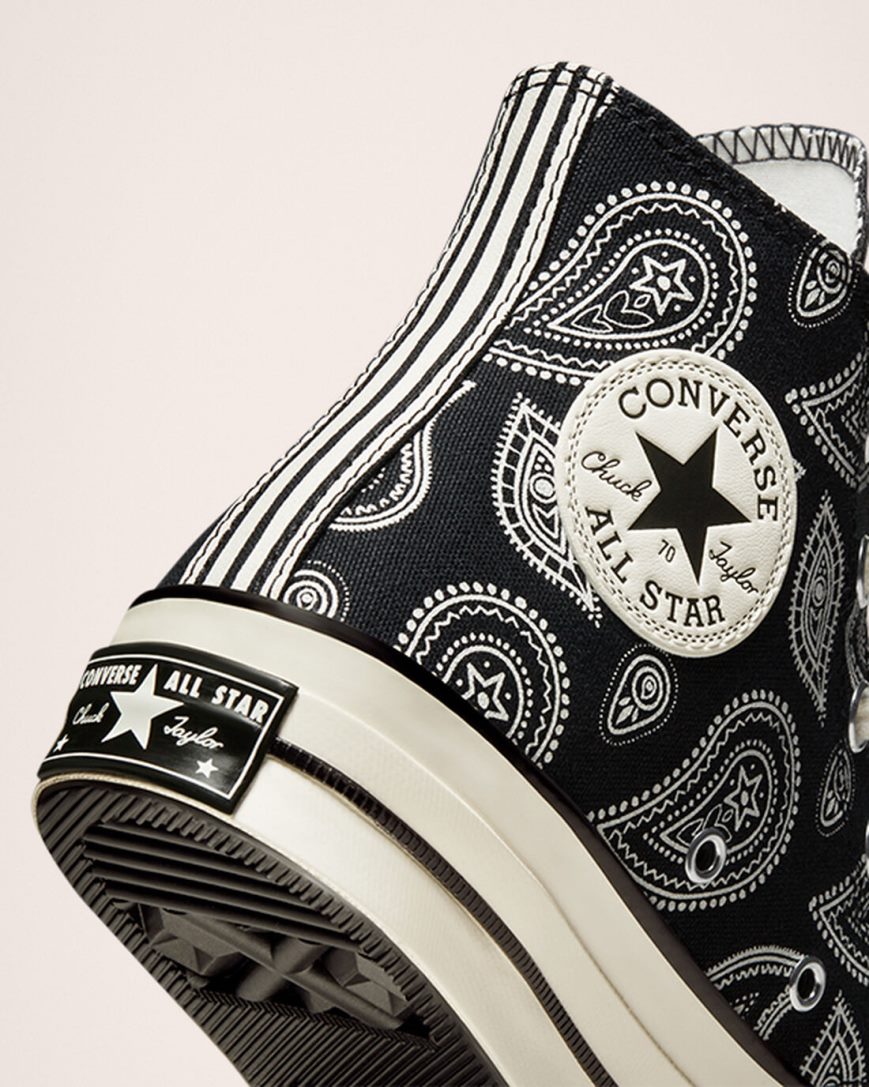 Converse Chuck 70 Paisley Høye Sko Dame Svarte | 021GWKATX