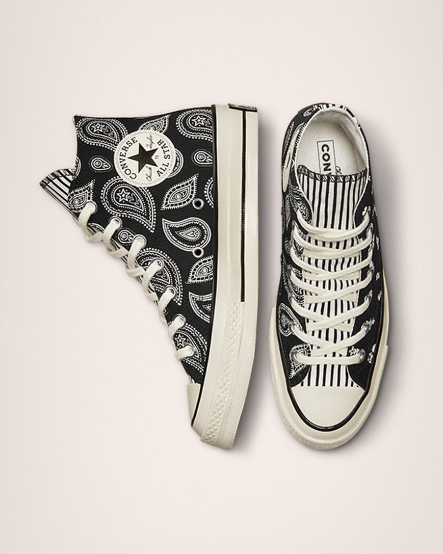 Converse Chuck 70 Paisley Høye Sko Dame Svarte | 021GWKATX
