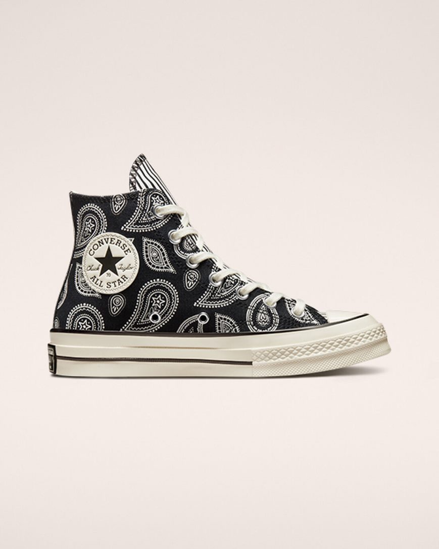 Converse Chuck 70 Paisley Høye Sko Dame Svarte | 021GWKATX