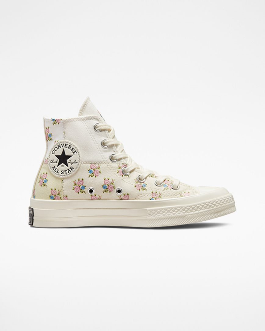 Converse Chuck 70 Patchwork Floral Høye Sko Dame Beige Hvite | 486XLEOPA