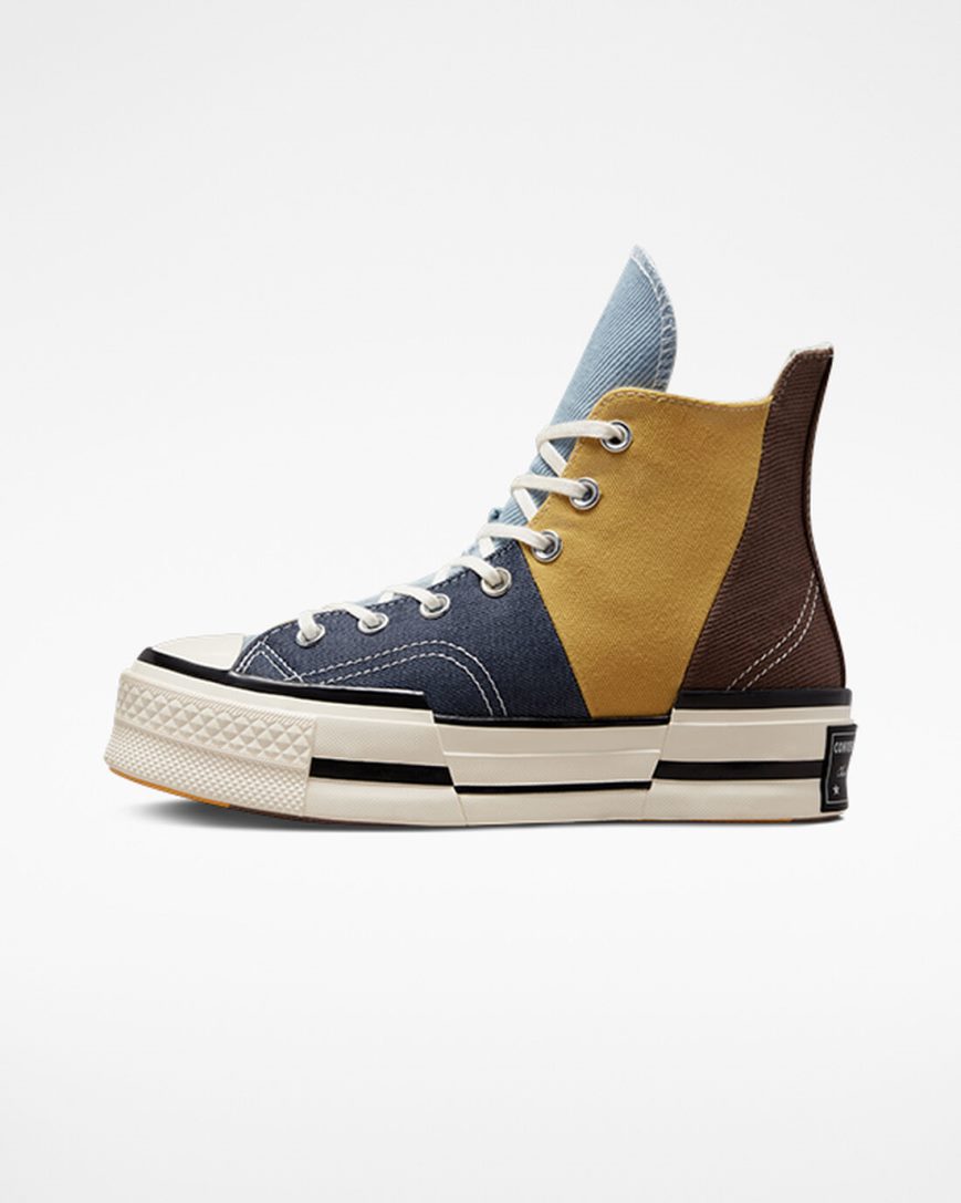 Converse Chuck 70 Plus Materiale Mashup Høye Sko Dame Brune Marineblå | 041DQXVFY