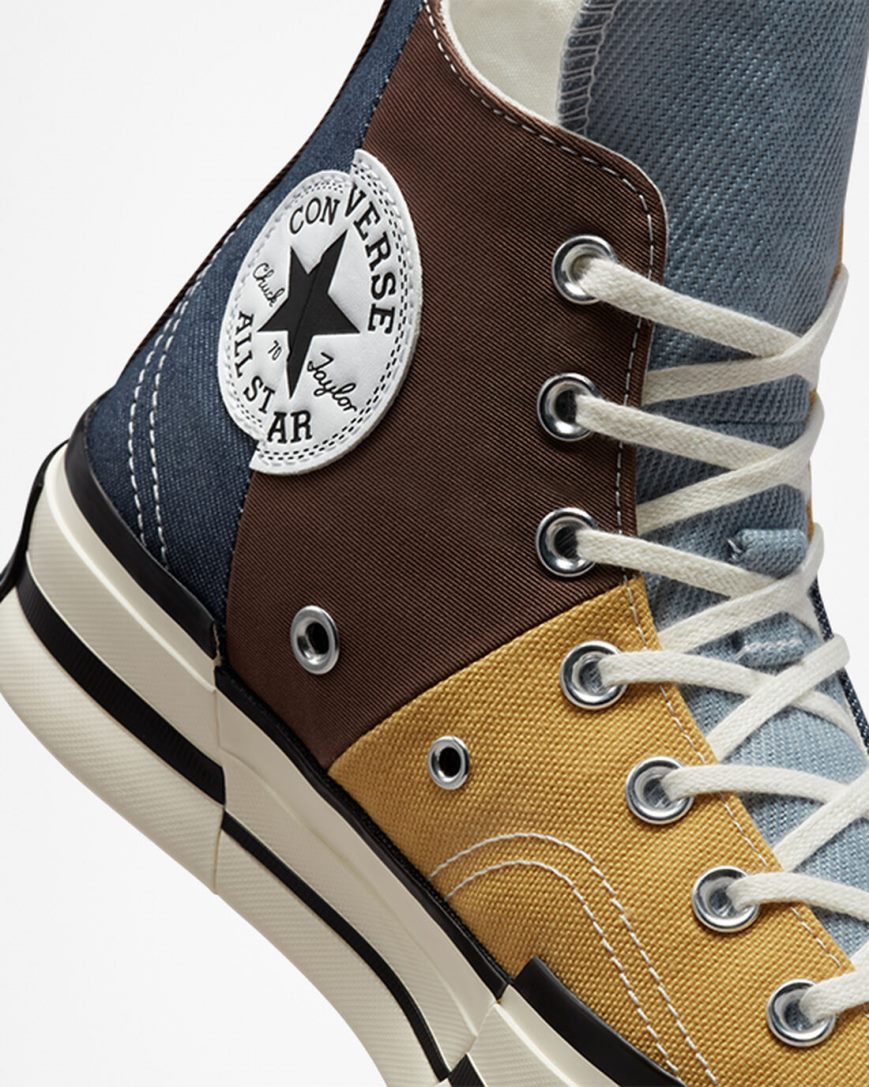 Converse Chuck 70 Plus Materiale Mashup Høye Sko Dame Brune Marineblå | 041DQXVFY