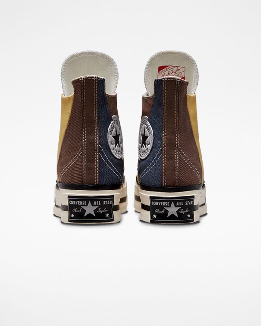 Converse Chuck 70 Plus Materiale Mashup Høye Sko Dame Brune Marineblå | 041DQXVFY