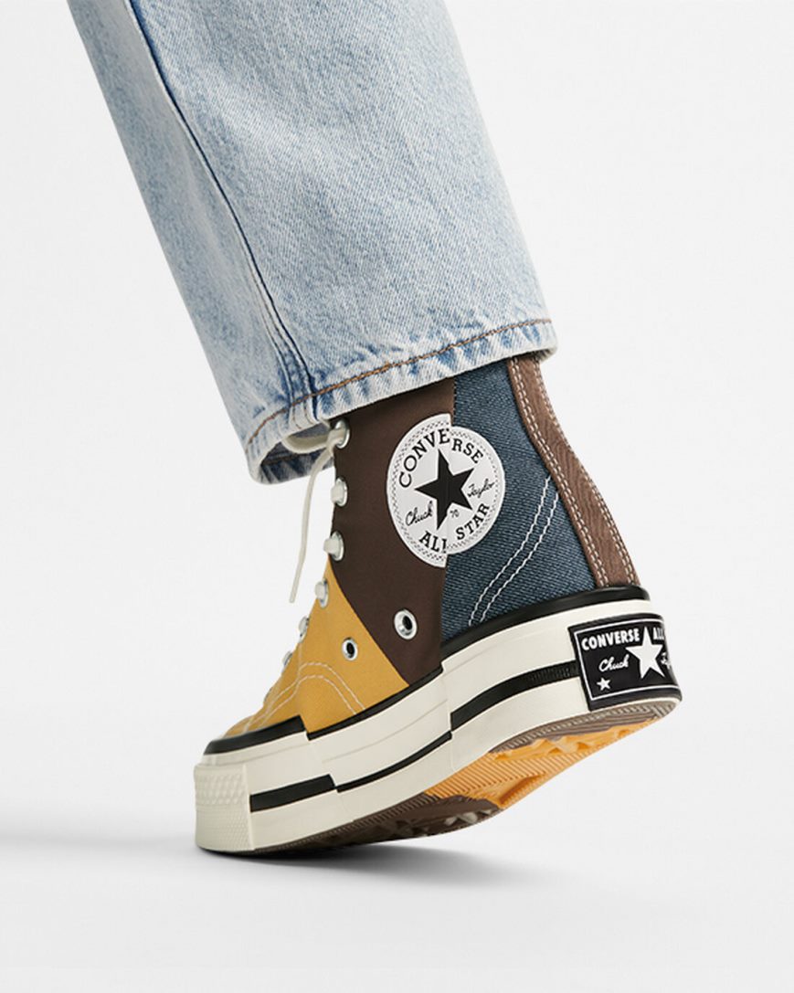 Converse Chuck 70 Plus Materiale Mashup Høye Sko Dame Brune Marineblå | 041DQXVFY