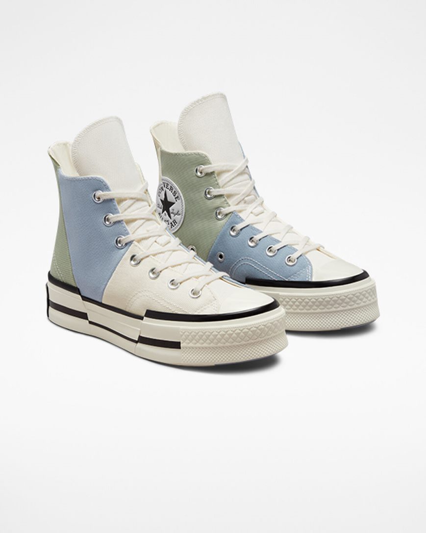 Converse Chuck 70 Plus Materiale Mashup Høye Sko Dame Olivengrønne | 958ENRTMO