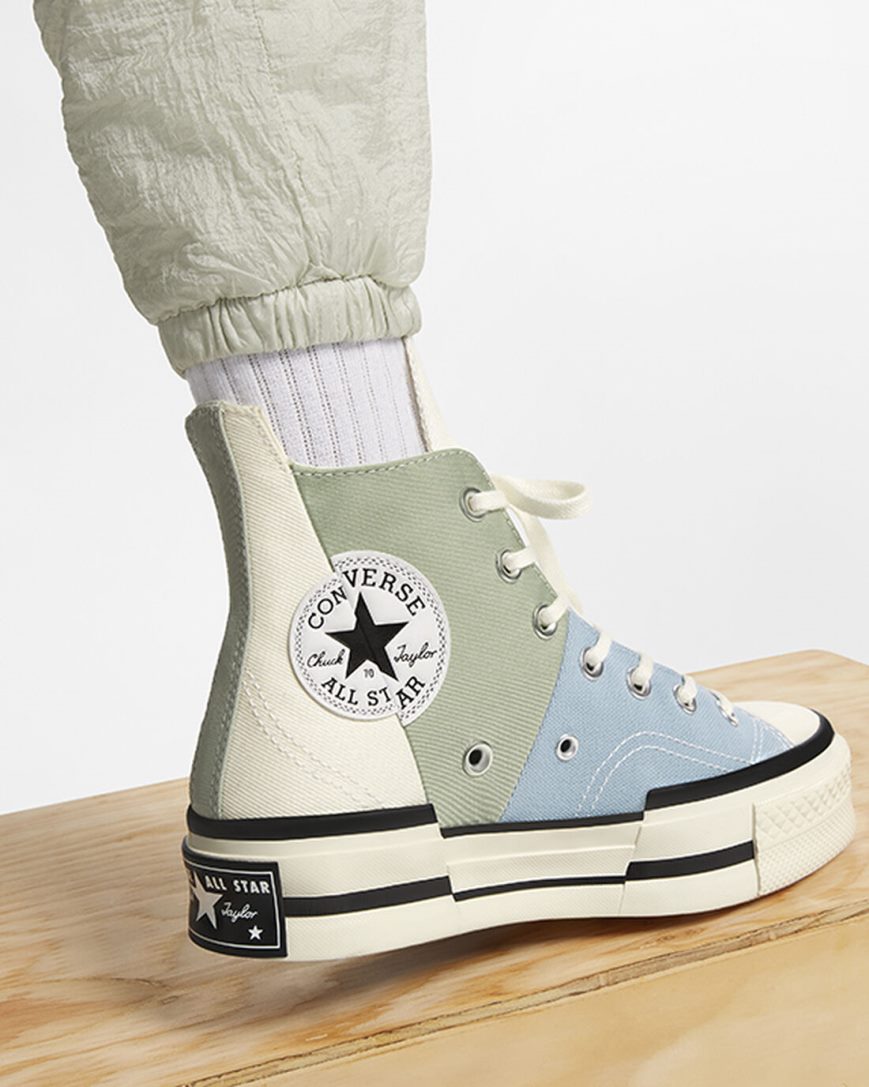 Converse Chuck 70 Plus Materiale Mashup Høye Sko Dame Olivengrønne | 958ENRTMO