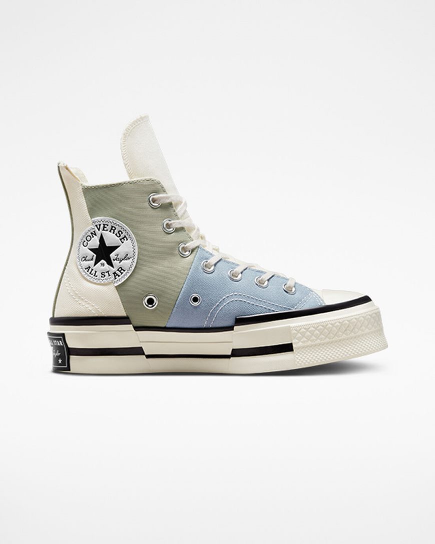 Converse Chuck 70 Plus Materiale Mashup Høye Sko Dame Olivengrønne | 958ENRTMO