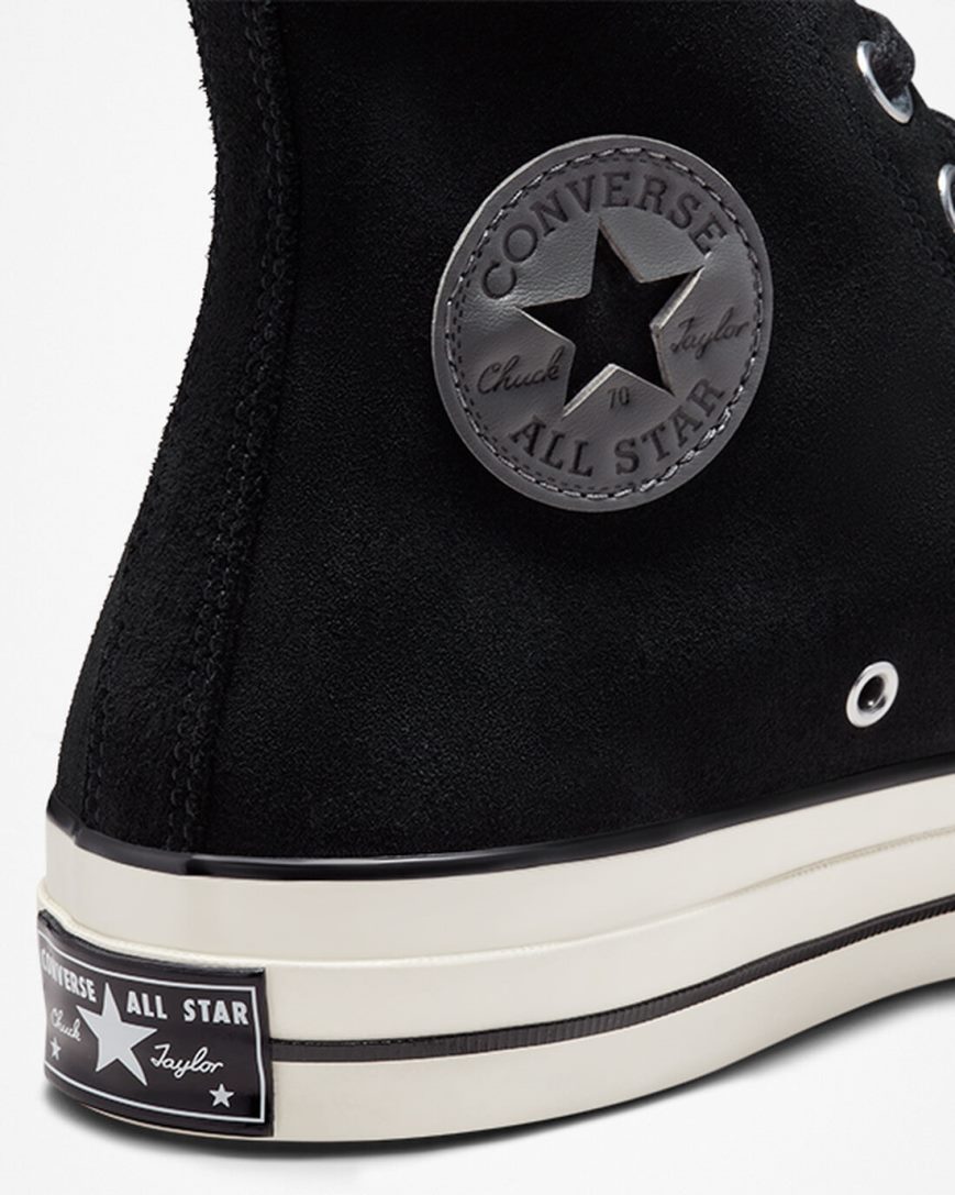 Converse Chuck 70 Semsket Skinn Høye Sko Dame Svarte | 054QWHAPB