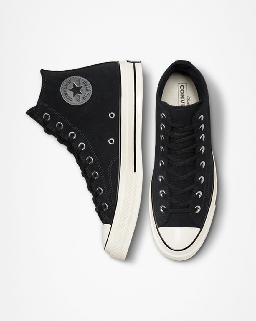 Converse Chuck 70 Semsket Skinn Høye Sko Dame Svarte | 054QWHAPB