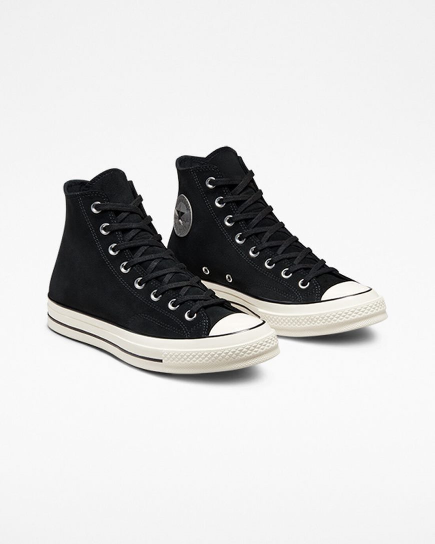 Converse Chuck 70 Semsket Skinn Høye Sko Dame Svarte | 054QWHAPB