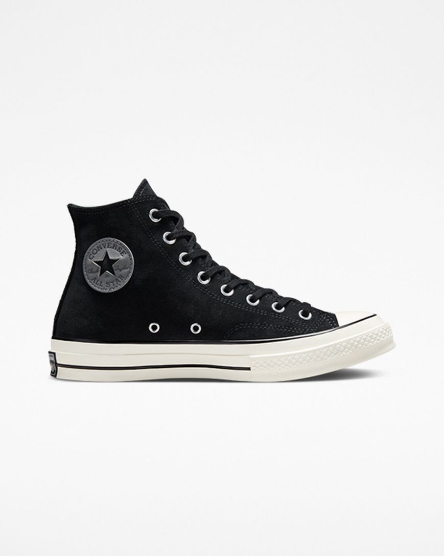 Converse Chuck 70 Semsket Skinn Høye Sko Dame Svarte | 054QWHAPB