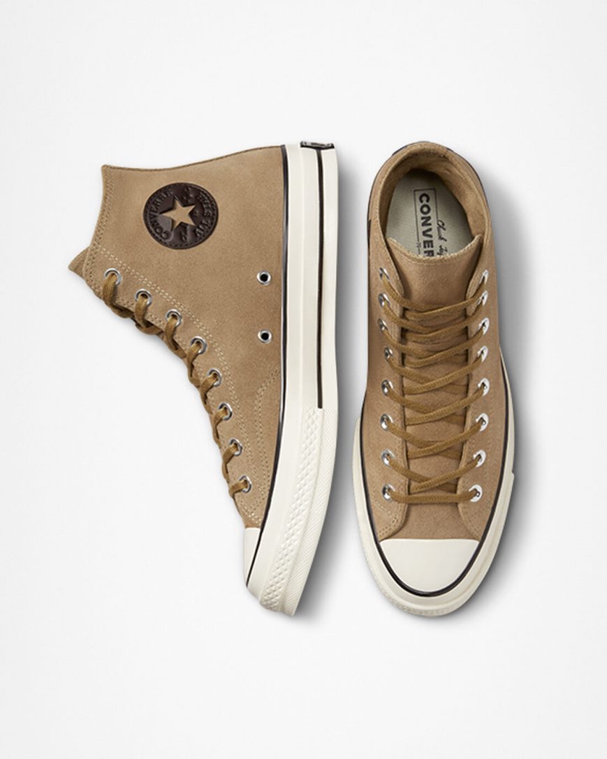 Converse Chuck 70 Semsket Skinn Høye Sko Herre Brune Svarte | 849WXKNLP