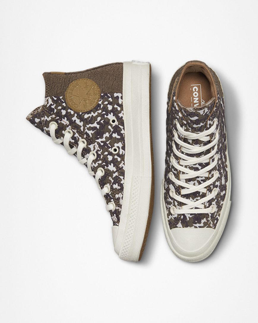 Converse Chuck 70 Split Upper Jacquard Camo Høye Sko Dame Brune Mørke | 138KRSTGP